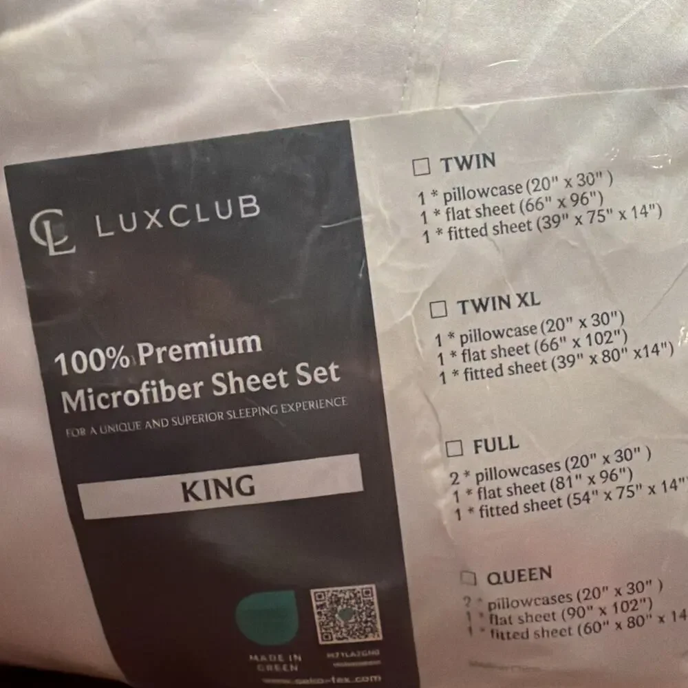 LuxClub 4 PC King Sheet Set, Deep Pockets Wrinkle Free Cooling White